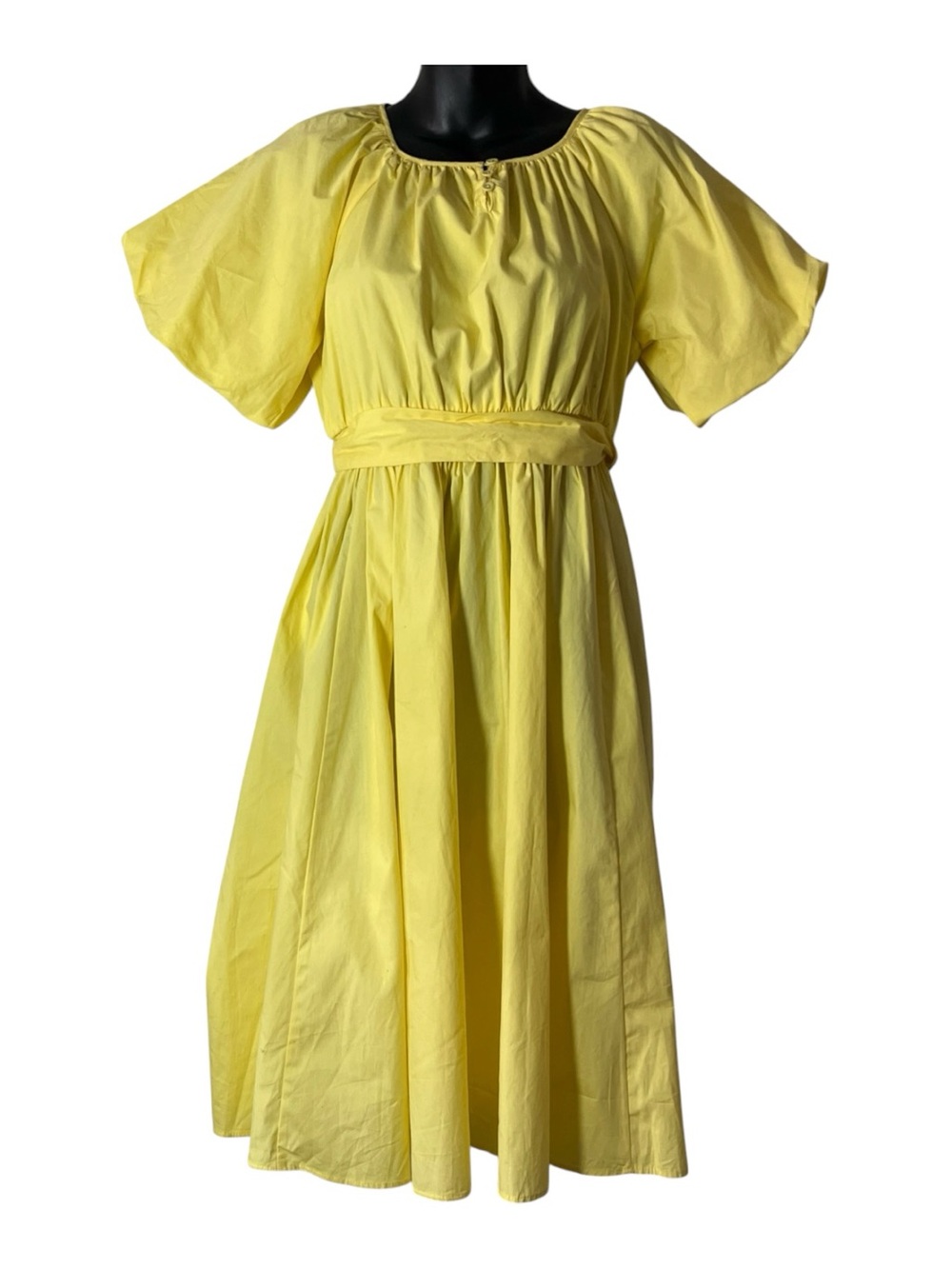 A loves A girls Yellow Belted Midi Dress with Flutter Sleeves Sz XL
